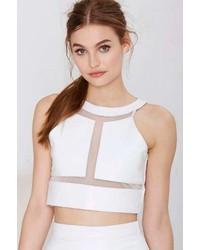 Nasty Gal Factory Jennifer Kate Carved Out Leather Crop Top