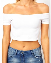 Asos Petite 90s Crop Top With Off The Shoulder Detail