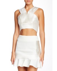 Robert Rodriguez Quorro Striped Embroidery Crop Top