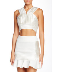 Robert Rodriguez Quorro Striped Embroidery Crop Top