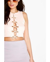 Boohoo Rosie Square Lace Up Crop