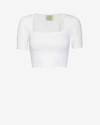 Torn By Ronny Kobo Short Sleeve Square Neck Crop Top
