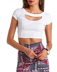 Charlotte Russe Textured Cut Out Crop Top
