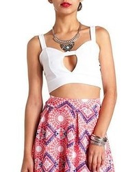 Charlotte Russe Textured Cut Out Sweetheart Crop Top