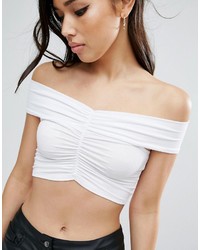Asos Top In Crop With Off Shoulder And Ruched Detail