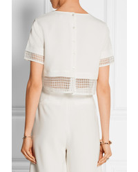 Elizabeth and James Voula Cropped Cady And Organza Top