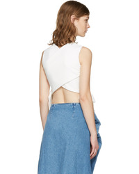 MSGM White Cropped Bow Tank Top