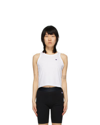 Champion Reverse Weave White Cropped Logo Tank Top