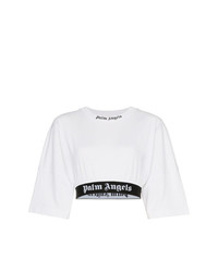 Palm Angels White Mid Sleeve Crop Top