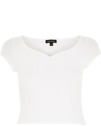 River Island White Sweetheart Ruched Neck Top