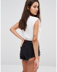 Missguided Wrap Over Crop Blouse