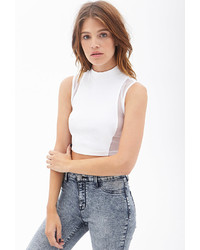Forever 21 Zippered Mesh Crop Top