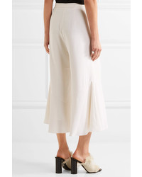 Peter Pilotto Cropped Ruffled Cady Wide Leg Pants White