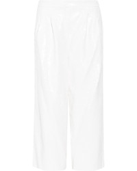 Tibi Nerd Cropped Sequined Crepe Wide Leg Pants White