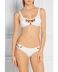 Agent Provocateur Lilah Embellished Cutout Bikini Top White
