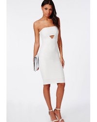 Missguided Cut Out Bandeau Bodycon Dress White