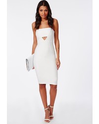 Missguided Cut Out Bandeau Bodycon Dress White
