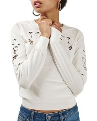 Topshop Floral Cutout Sweater