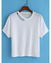 Cut Out White T Shirt
