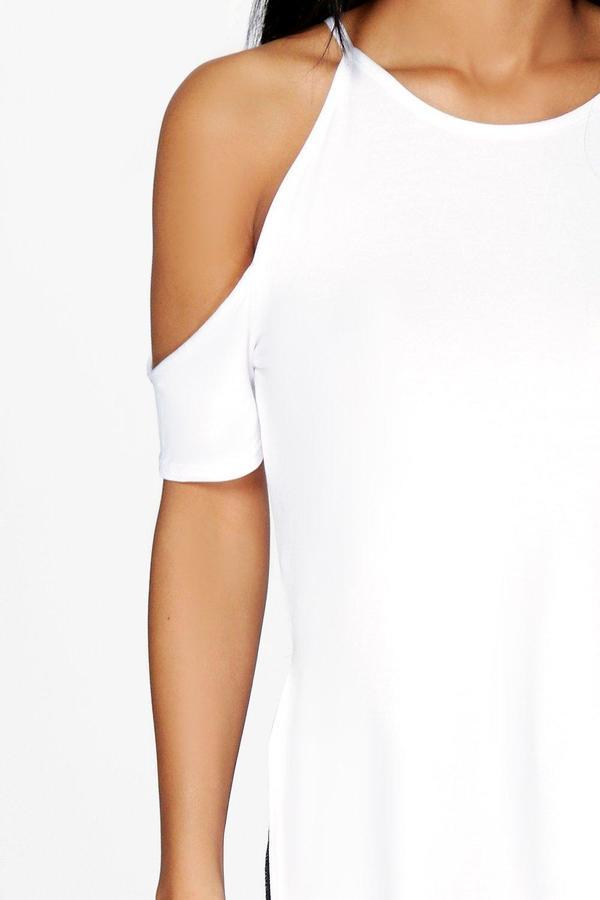 Boohoo Hannah Cold Shoulder Side Split Tee, $20, BooHoo