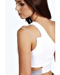 Boohoo Lucy Cut Out Side One Shoulder Crop Top