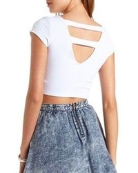 Charlotte Russe Diamond Textured Strappy Back Crop Top