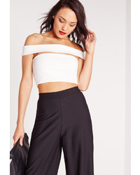Missguided Cut Out Bandeau Crop Top White
