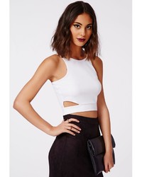 Missguided Leona Cut Out Crop Top White
