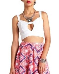 Charlotte Russe Textured Cut Out Sweetheart Crop Top