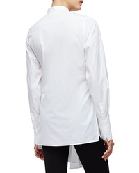 3.1 Phillip Lim Long Sleeve Cotton Side Slit Blouse White