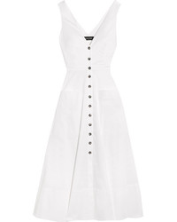 Saloni Zoe Cutout Cotton Blend Dress White