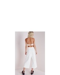 Missguided Cut Out Culotte Jumpsuit White
