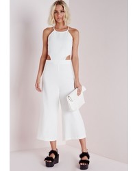 Missguided Cut Out Culotte Jumpsuit White