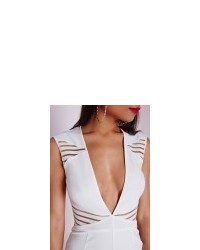 Missguided Cut Out Plunge Jumpsuit White