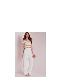 Missguided Strappy Bardot Jumpsuit White