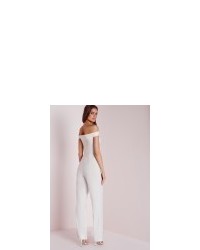 Missguided Strappy Bardot Jumpsuit White