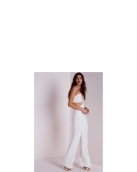 Missguided Strappy Plunge Cut Out Jumpsuit White