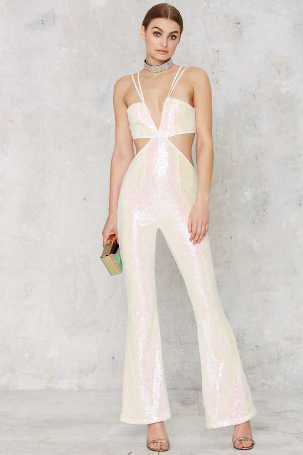 white jumpsuit sequin