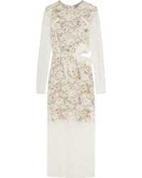 White Cutout Lace Midi Dress