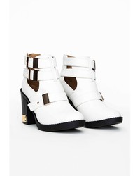 Missguided Sadie Gold Trim Cut Out Ankle Boots White
