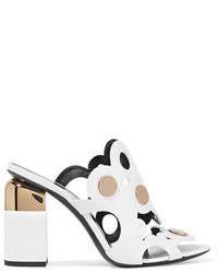 Pierre Hardy Penny Studded Cutout Leather Mules White