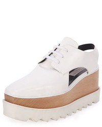 White Cutout Leather Oxford Shoes