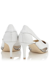 Jimmy Choo Vienna 65 Optic White Shiny Leather With Painted Mini Studs Pointy Toe Pumps