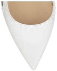 Jimmy Choo Vienna 65 Optic White Shiny Leather With Painted Mini Studs Pointy Toe Pumps