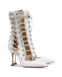 Liudmila White Drury Lane 100 Lace Up Pointed Toe Patent Leather Sandals