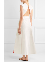 Tomas Maier Cutout Printed Stretch Cotton Maxi Dress White