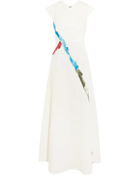 Tomas Maier Cutout Printed Stretch Cotton Maxi Dress White