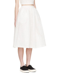 Edit White Cut Out Pleated Skirt