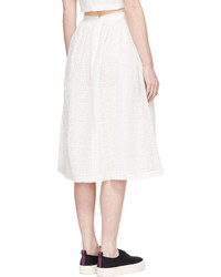 Edit White Cut Out Pleated Skirt