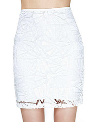 ChicNova Fresh Style Embroidery Cutout Slim Fit Double Layer White Pencil Skirt
